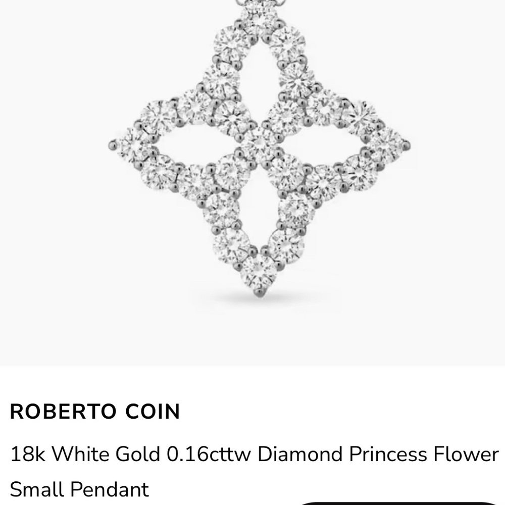 Roberto Coin small white gold and diamond Princess Flower Pendant